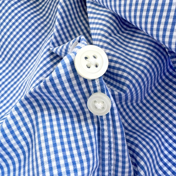 J. Crew Haberdashery Men’s Shirt Large 16-16.5 Blue and White Check 100% Cotton - Picture 12 of 14